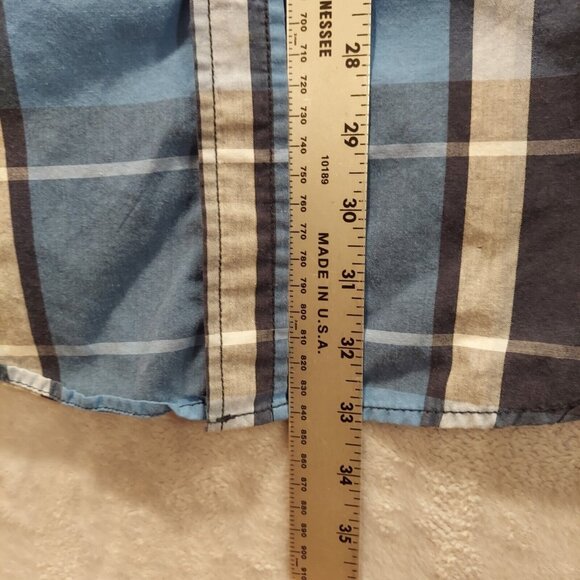 Coastal Western Cut Shirt Mens XL Blue Gray Plaid Pearl Snap Cowboy Rodeo pocket - Picture 4 of 7